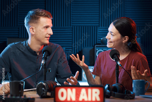 Radio host interviewing a guest
