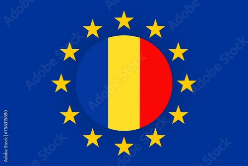 Representação artística em ilustração da união das bandeiras da Moldávia e da União Europeia
 photo