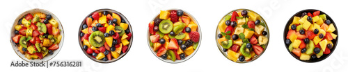 Collection of mixed fruit salad isolated on a transparent background  PNG  top view