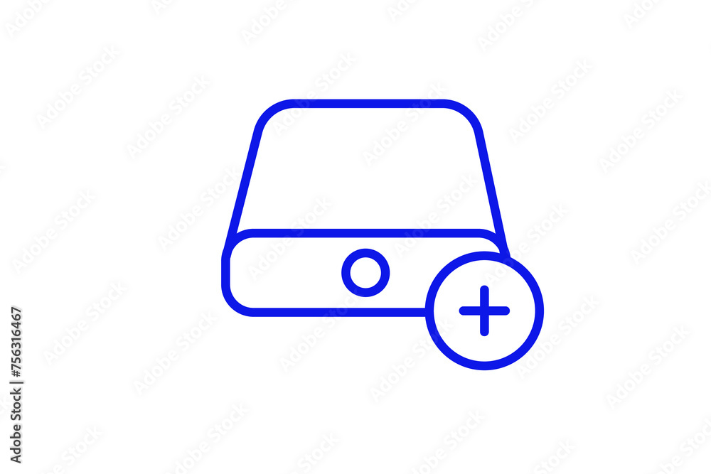 Isolated add a hard drive illustration in line style design. Vector illustration.	