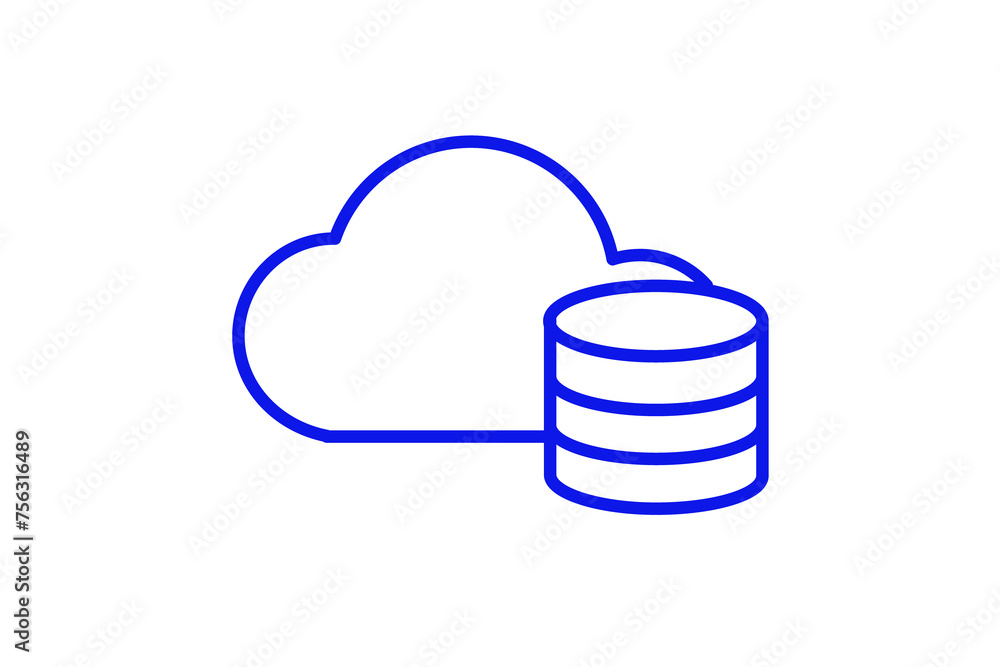 Isolated cloud hosting database illustration in line style design. Vector illustration. Isolated cloud hosting database illustration in line style design. Vector illustration.