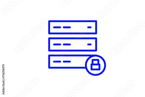 Isolated secure server illustration in line style design. Vector illustration. 