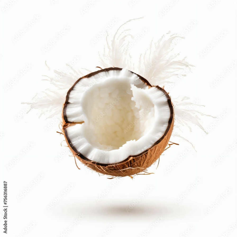 Broken coconut, isolated on white background Broken coconut, isolated on white background