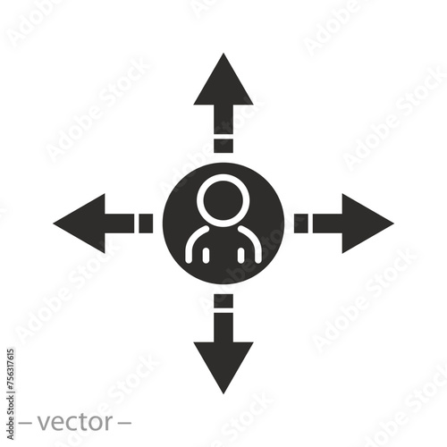 making right choice icon, man best decision, business direction crossroad, person in confuse, flat symbol on white background - vector illustration