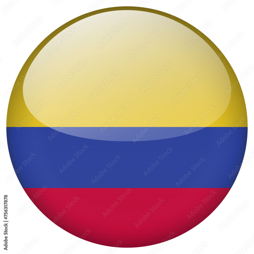 Fototapeta premium Colombia flag button.