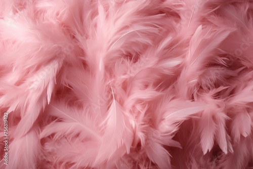 Soft Fluffy pink feathers. Fashion light. Generate Ai
