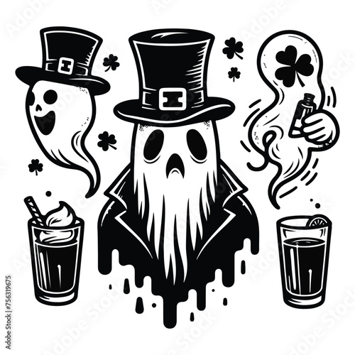 Fotografie Ghost St Patrick's Day Lineart