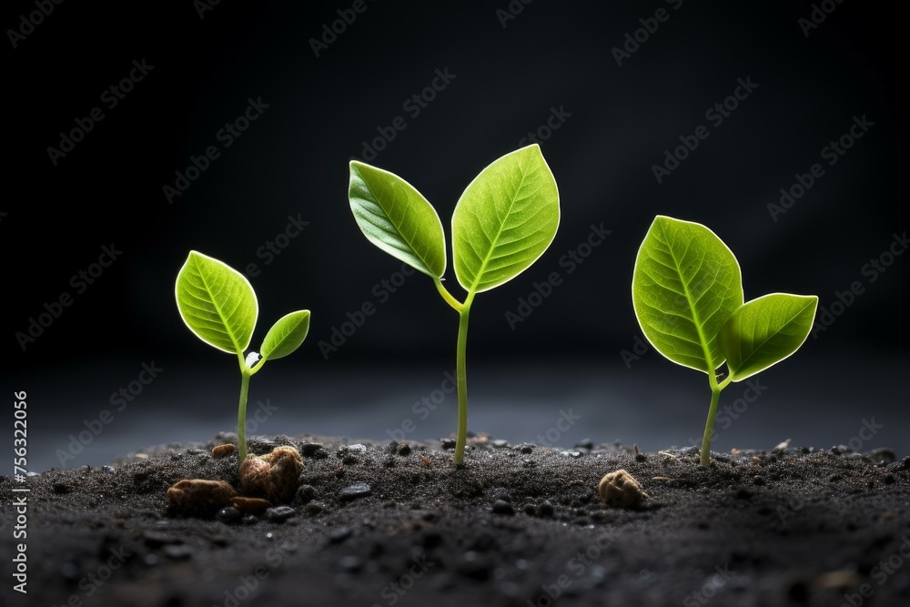 Tiny Small green leaves growth. Foliage nature. Generate Ai Tiny Small green leaves growth. Foliage nature. Generate Ai