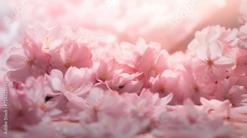 Fallen cherry blossom petals softly carpeting the ground