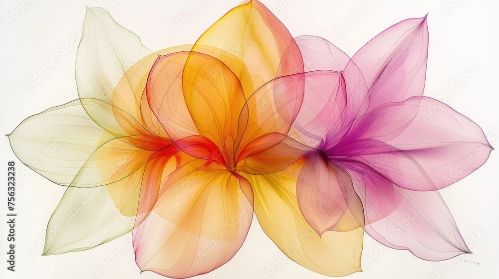 Fototapeta premium Colorful translucent flower overlay artwork