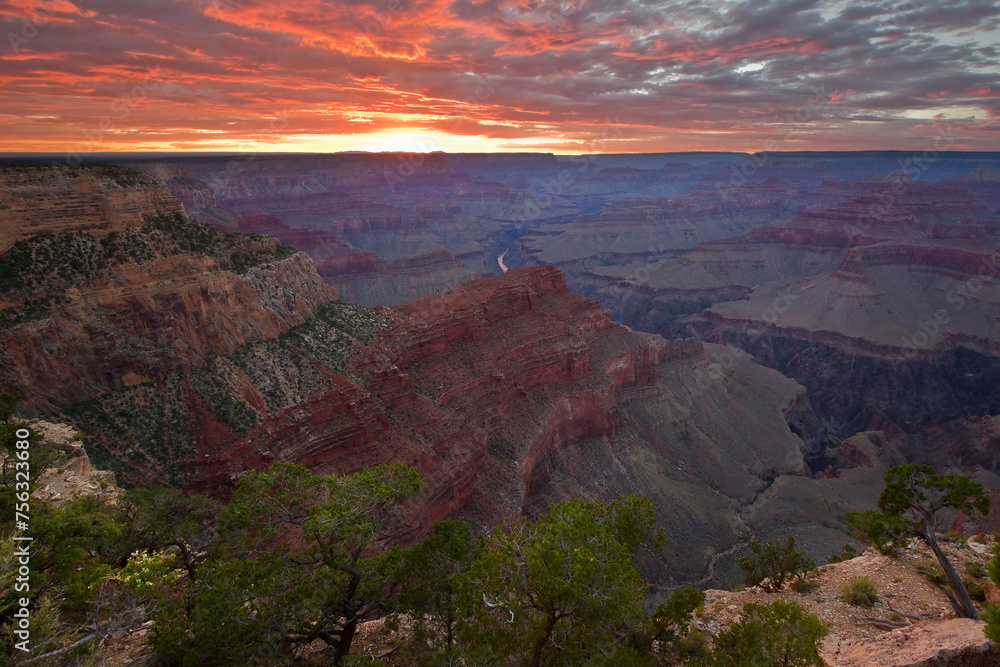 The Grand Canyon, in Grand Canyon National Park carved by the Co