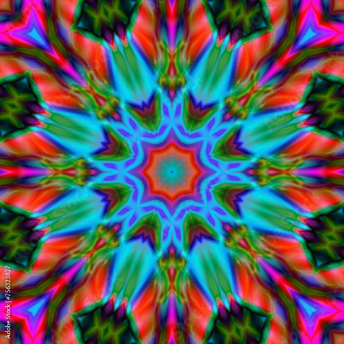 3D rendering of cool futuristic kaleidoscope patterns  Abstract chaotic kaleidoscope psychedelic background. pattern for design.