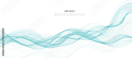 Abstract vector background with smooth color wave. Smoke wavy lines. Vector blue waves background 