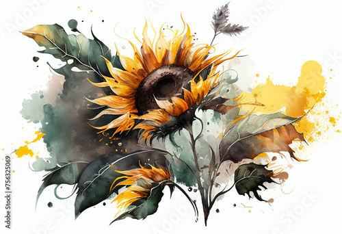 sunflowers on a white background
