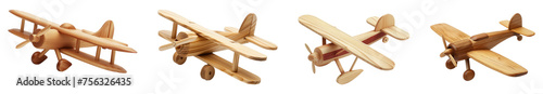 Wooden airplane, PNG set, transparent background. photo