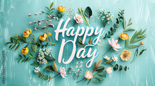 Celebrating International Women's Day with Happy Women's Day animated text surrounded by spring flowers