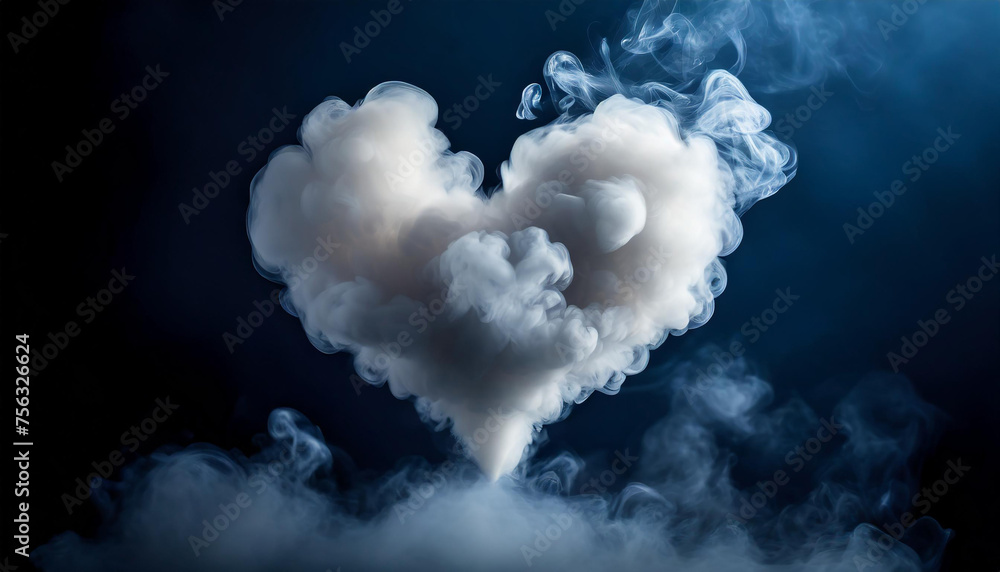 Naklejka premium White heart-shaped smoke cloud in the air. Love, Valentine's Day, romantic