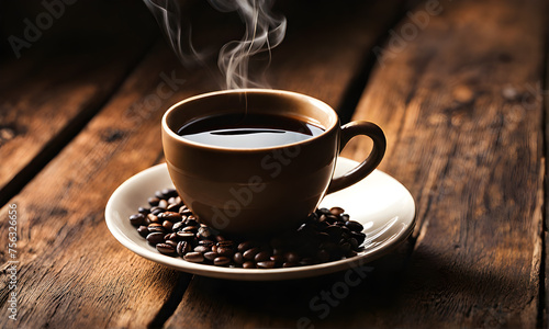 Morning coffee in rustic setting