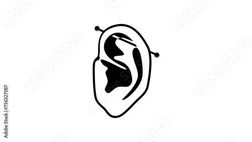 industrial piercing,  black isolated silhouette