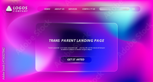 Realistic glass effect background website and landing page template design
