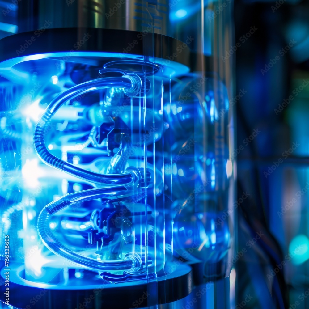 A close-up of sophisticated blue tubing in a high-tech lab setting, reflecting advanced scientific research and technology. A close-up of sophisticated blue tubing in a high-tech lab setting, reflecting advanced scientific research and technology.