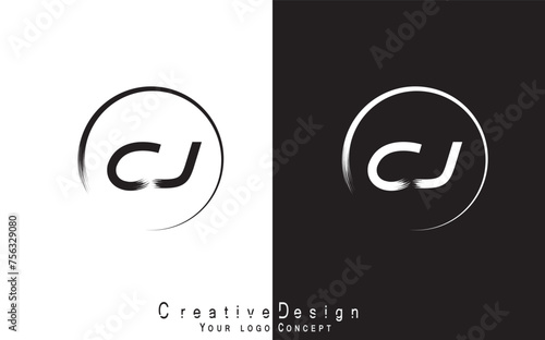CJ letter logo design template vector