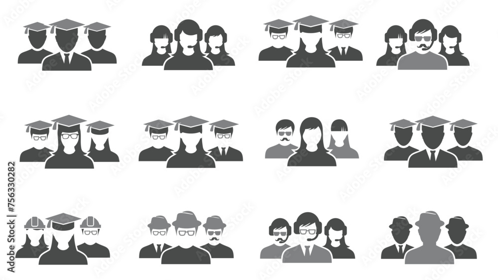 User Group Avatar Icons. Set of Different Teamwork Icons. Graduates, Customer Service, Corporate Man, Woman and more Vector Illustration User Group Avatar Icons. Set of Different Teamwork Icons. Graduates, Customer Service, Corporate Man, Woman and more Vector Illustration