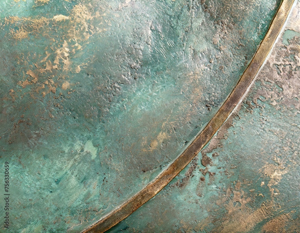 An image focusing on bronze with a greenish patina, offering a look at the natural oxidation process and its effect on the metal's appearance.