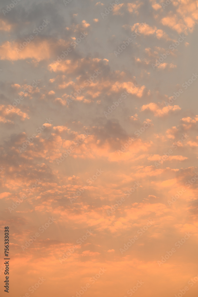 Beautiful sky with clouds during sunset in the evening, Nature background