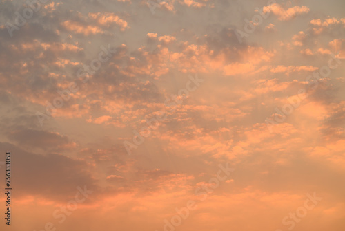 Fototapeta Naklejka Na Ścianę i Meble -  Beautiful sky with clouds during sunset in the evening, Nature background