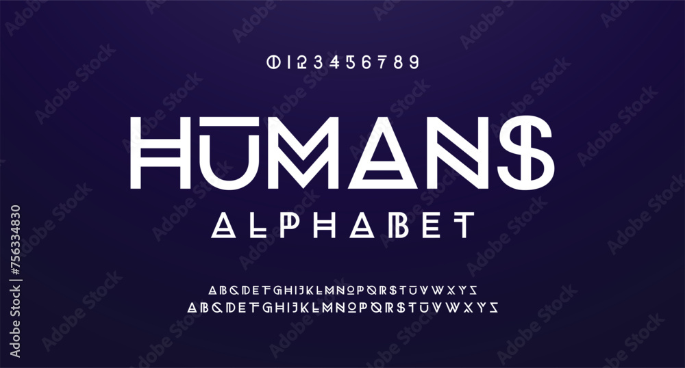 Design Modern abstract digital alphabet font. Minimal technology typography, Creative urban sport fashion futuristic font and with numbers. vector illustration - obrazy, fototapety, plakaty 