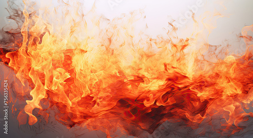 Cluster of Flames on White Background