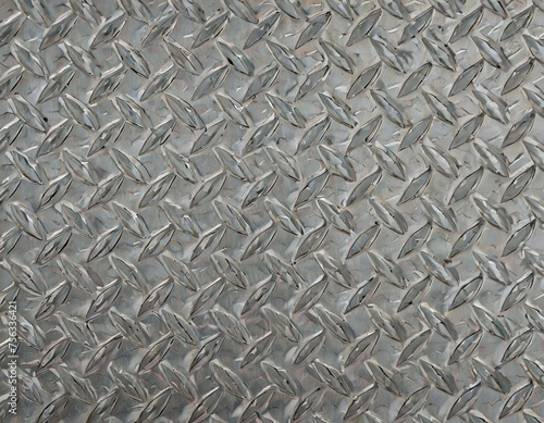 The rugged texture of a diamond plate steel surface, emphasizing the raised diamond pattern that provides grip.