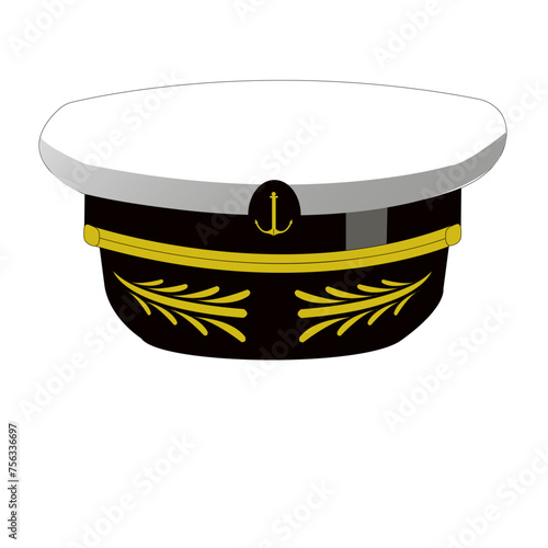Casquette blanche de capitaine de la marine sur fond blanc