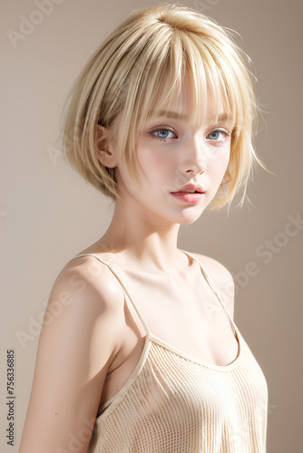 Gorgeous Young Female Model - Fashion or Cosmetics Model - Beauty with Perfect Fine Features - Beautiful Smooth Hair