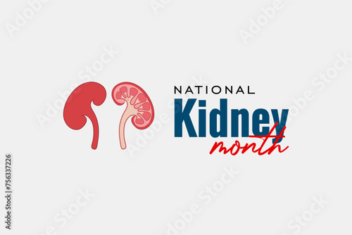national kidney month, Holiday concept. Template for background, banner, card, poster, t-shirt with text inscription
