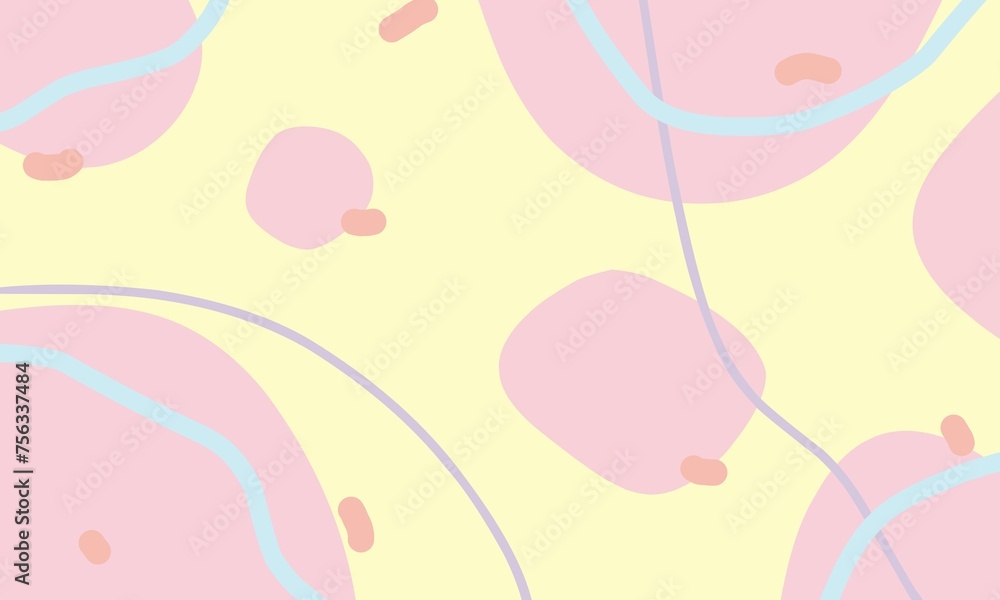 Abstract pastel color organic shapes background. Aesthetic background with minimalist shapes