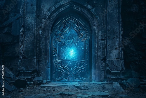 A Blue Doorway to the Future A Glimpse into the World of Time Travel Generative AI