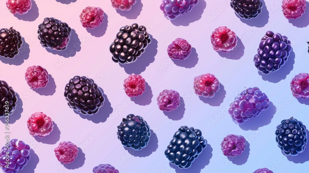 Berries pattern in shadow play style, pastel colored background, isometric, top view Berries pattern in shadow play style, pastel colored background, isometric, top view