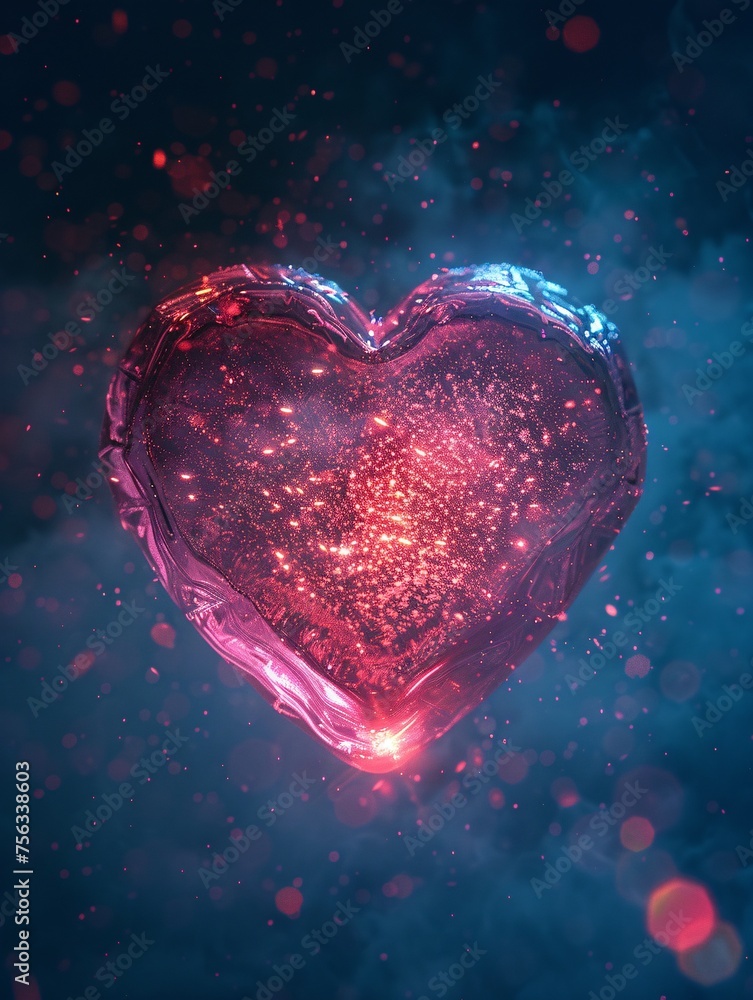 Pink Heart in a Purple Sky A Valentine's Day Tribute Generative AI