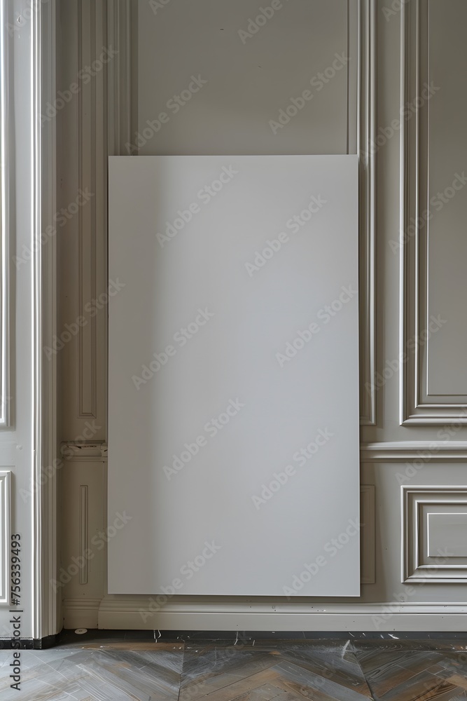 Blank poster in front of the door. Blank poster in front of the door.