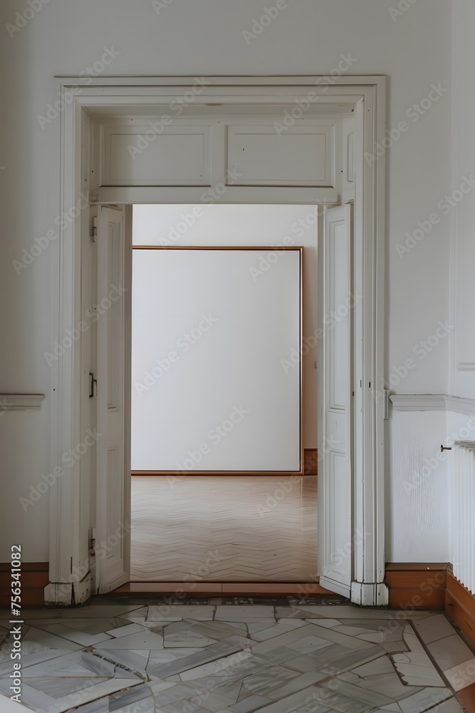 Blank poster in front of the door. Blank poster in front of the door.
