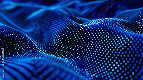 Blue wave Geometric Patterns Digital Art Illustration of Futuristic Technology 