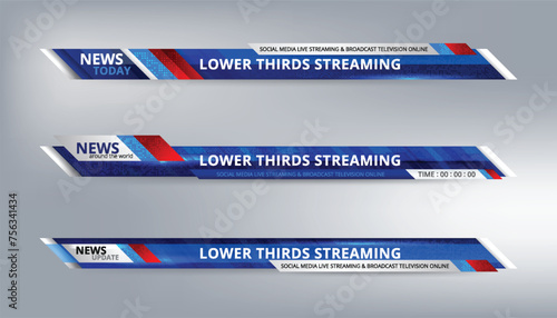 Graphic set of Broadcast News Lower Thirds Banner for Television Streaming, Video and Media Channel