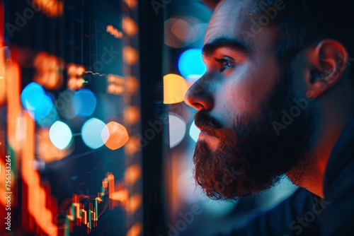 a man looking at a screen