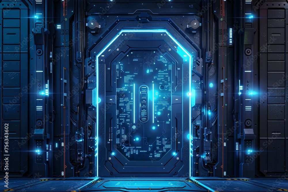 Neon Doorway to the Future A Glimpse into the Digital Age Generative AI