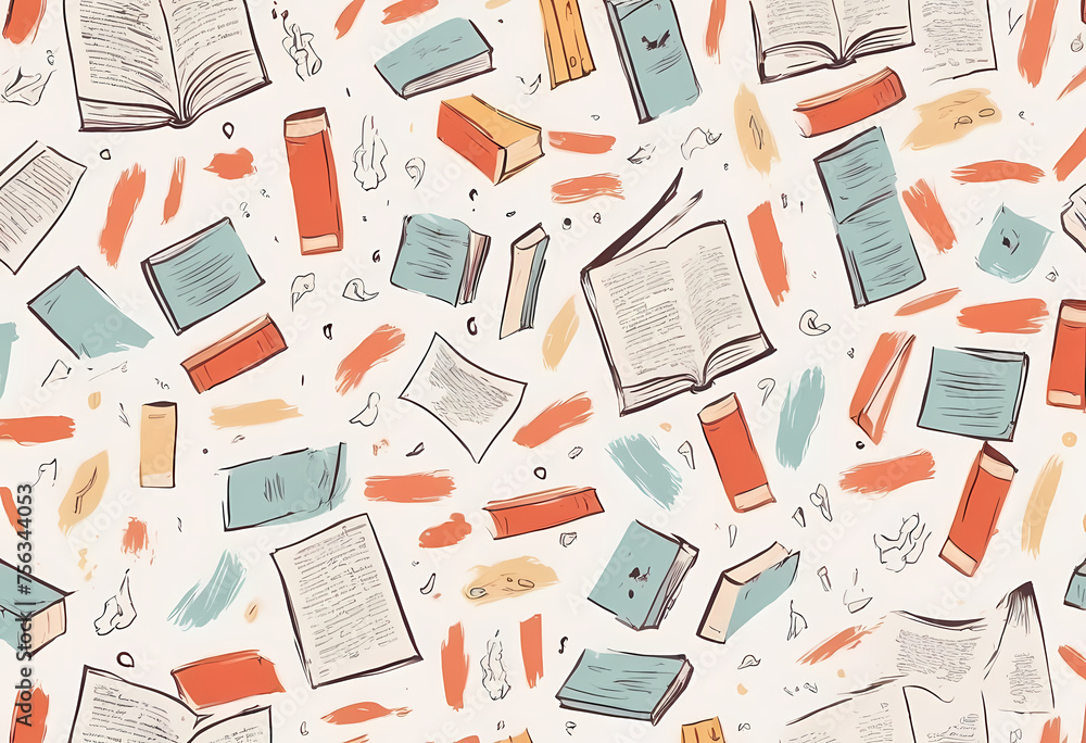 seamless pattern with books