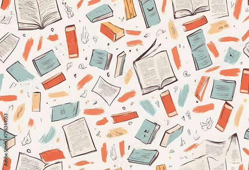 seamless pattern with books