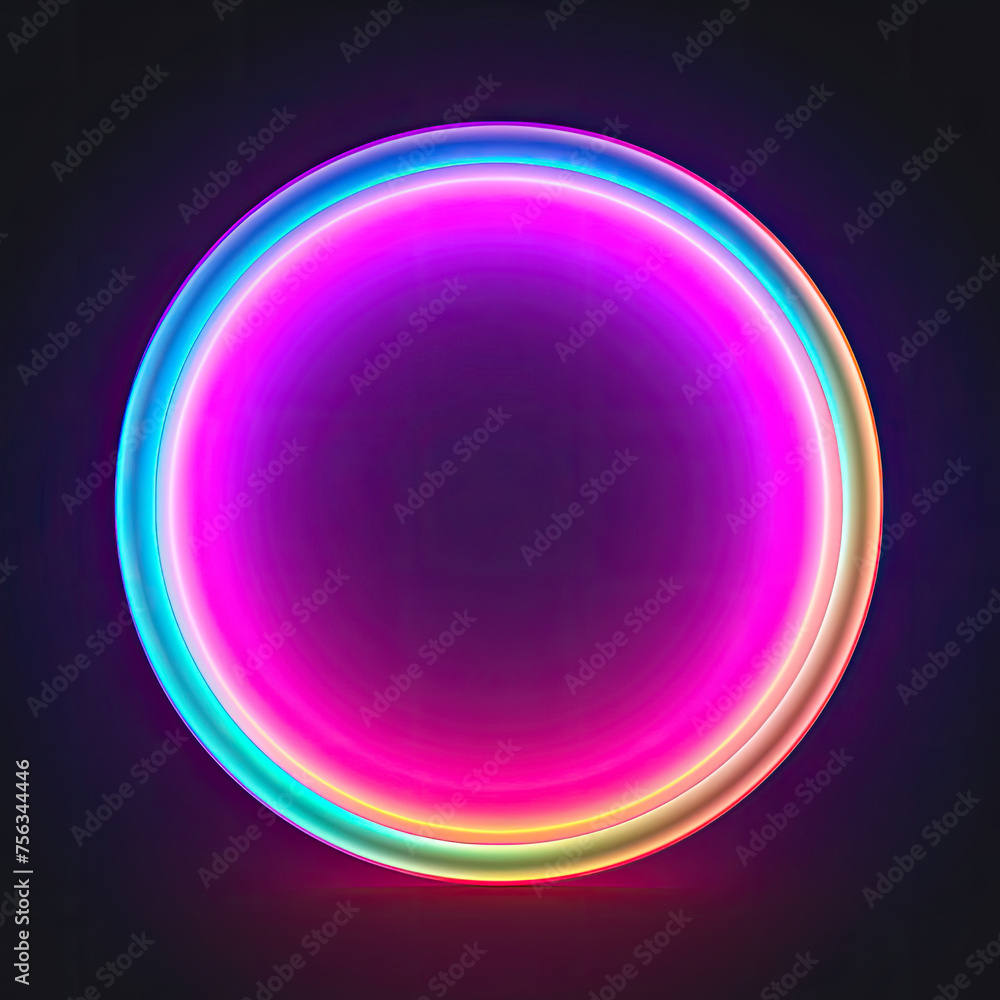Obraz premium Neon Colored Circular on Black Background
