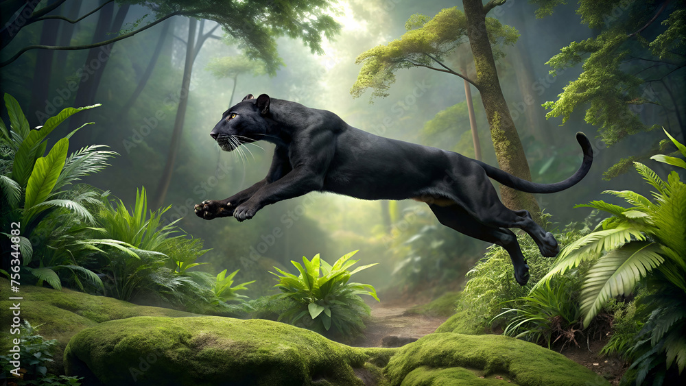 Black Panther in the Jungle